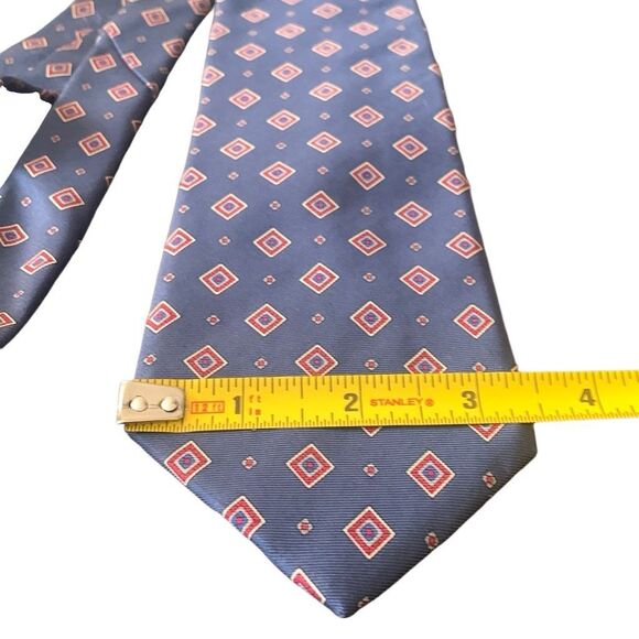 Pre Owned Men’s Envoy Tie Neck Tie Necktie All Silk Made In USA Diamond Pattern - Picture 5 of 5